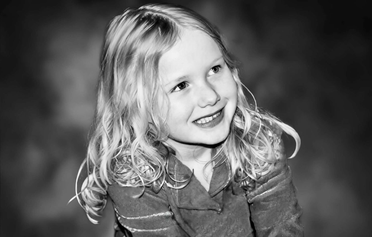 young girl black and white portrait