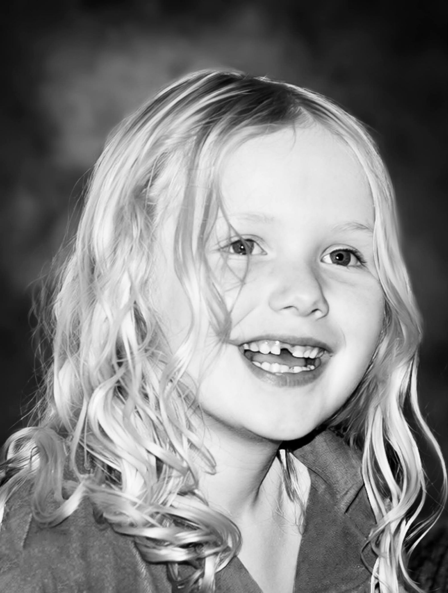young girl black and white portrait