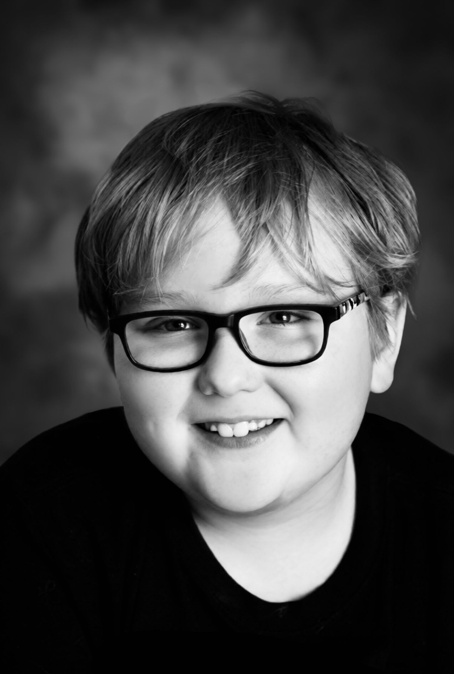 young boy black and white portrait