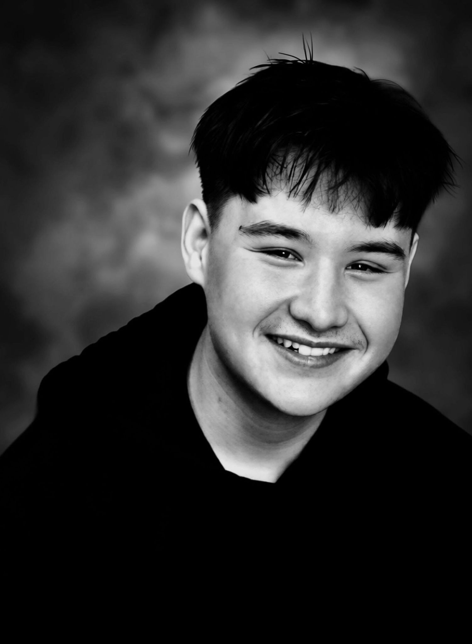 young man black and white portrait