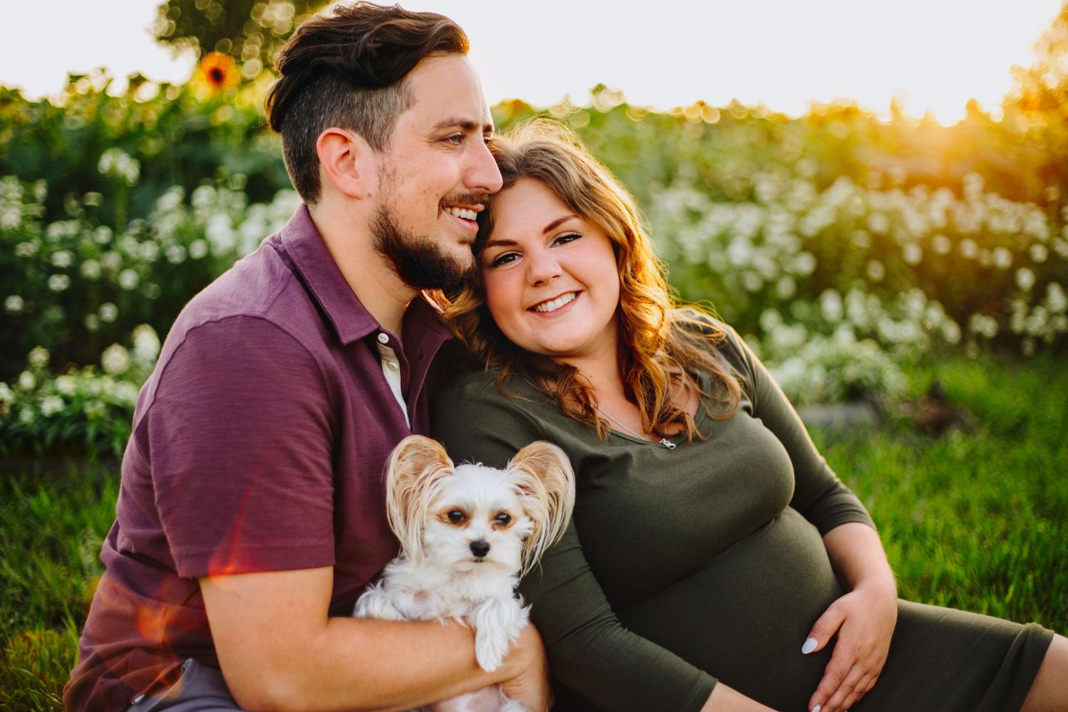 Expectant couple enjoying a natural maternity photography session at La Belle in Coteau-du-Lac