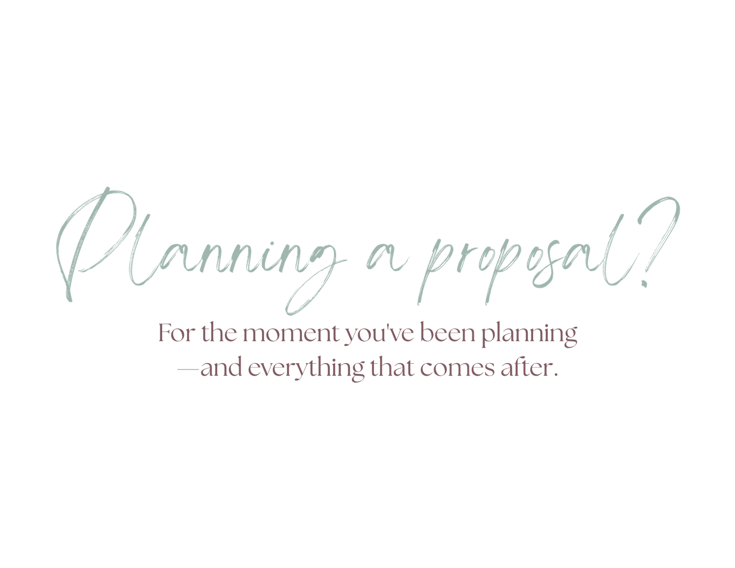 Script text reading Planning a proposal with elegant typography on white background.