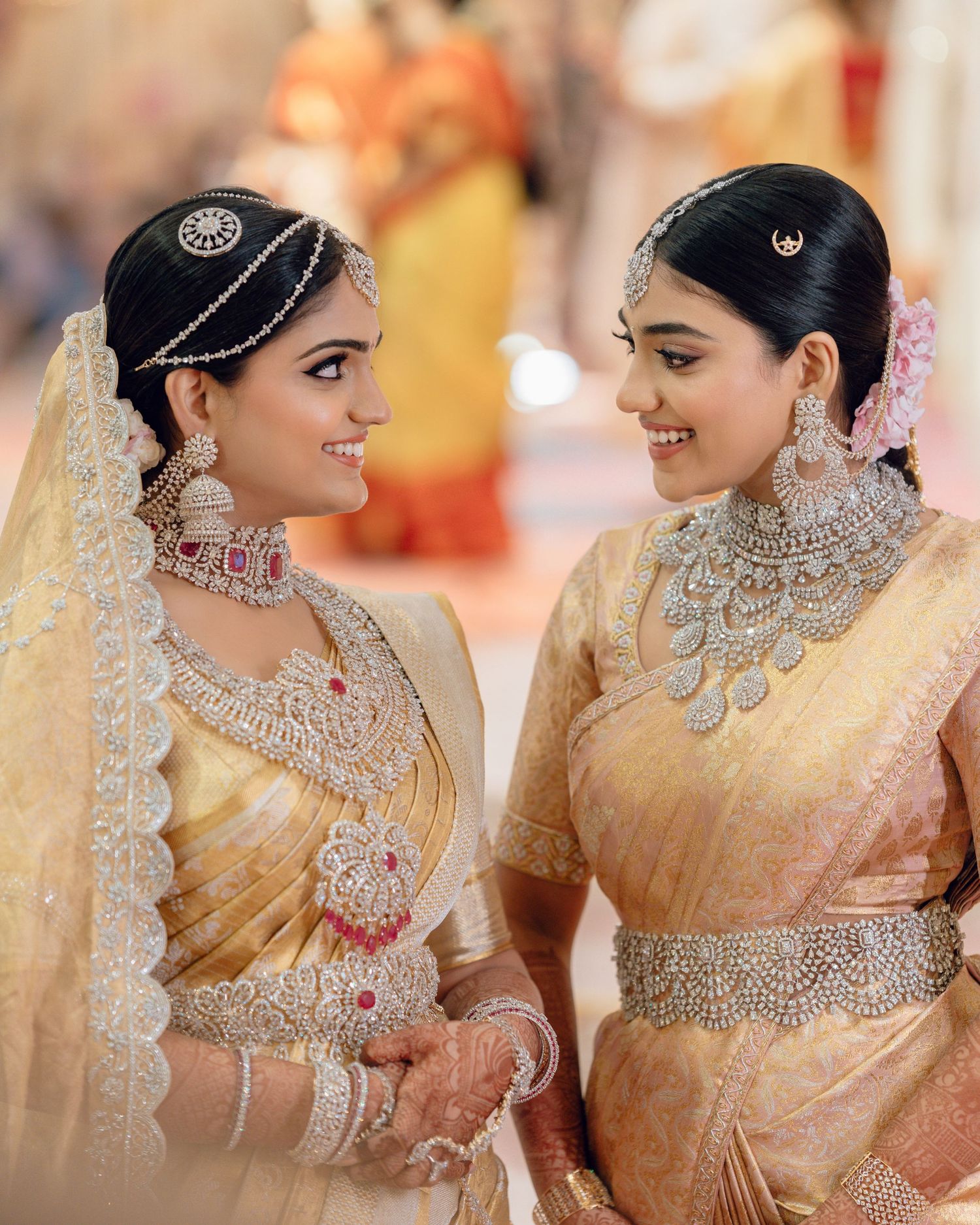 Likitha and her sister on likithas wedding day