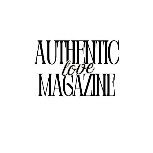 Black and white typographic logo design for Authentic Love Magazine in elegant serif font.