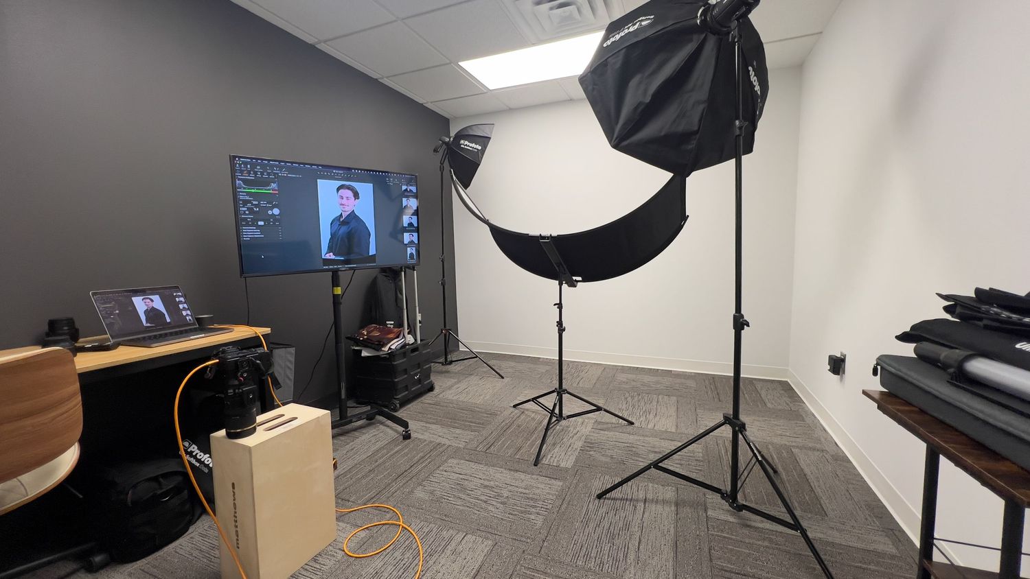Modern photography studio in Herndon VA designed for corporate headshots and personal branding photography sessions