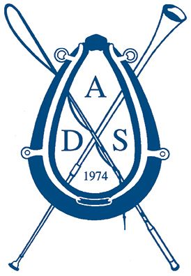 Blue emblem logo with crossed polo mallets, horseshoe, and ADS 1974 text for equestrian organization.