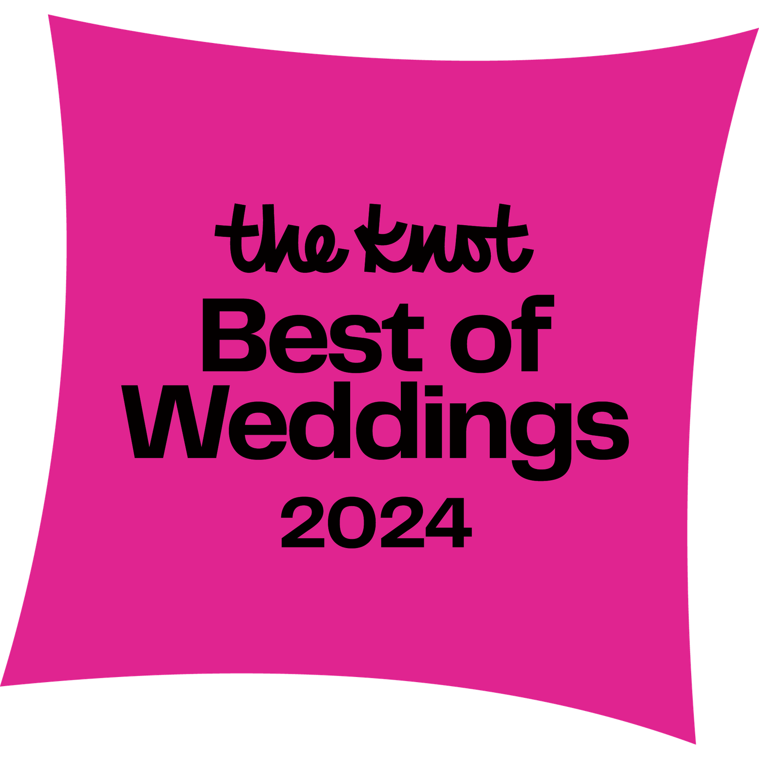 The Knot Best of Weddings 2024 award logo in pink and black.