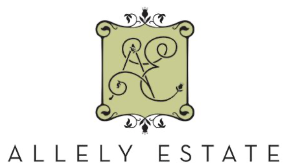 Allely Estate logo featuring elegant monogram AC in green ornate frame with decorative scrollwork and serif typography.