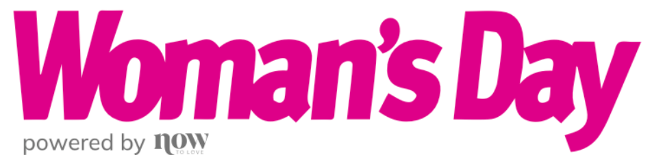 Woman's Day magazine logo in bold pink text, powered by Now, on a white background.