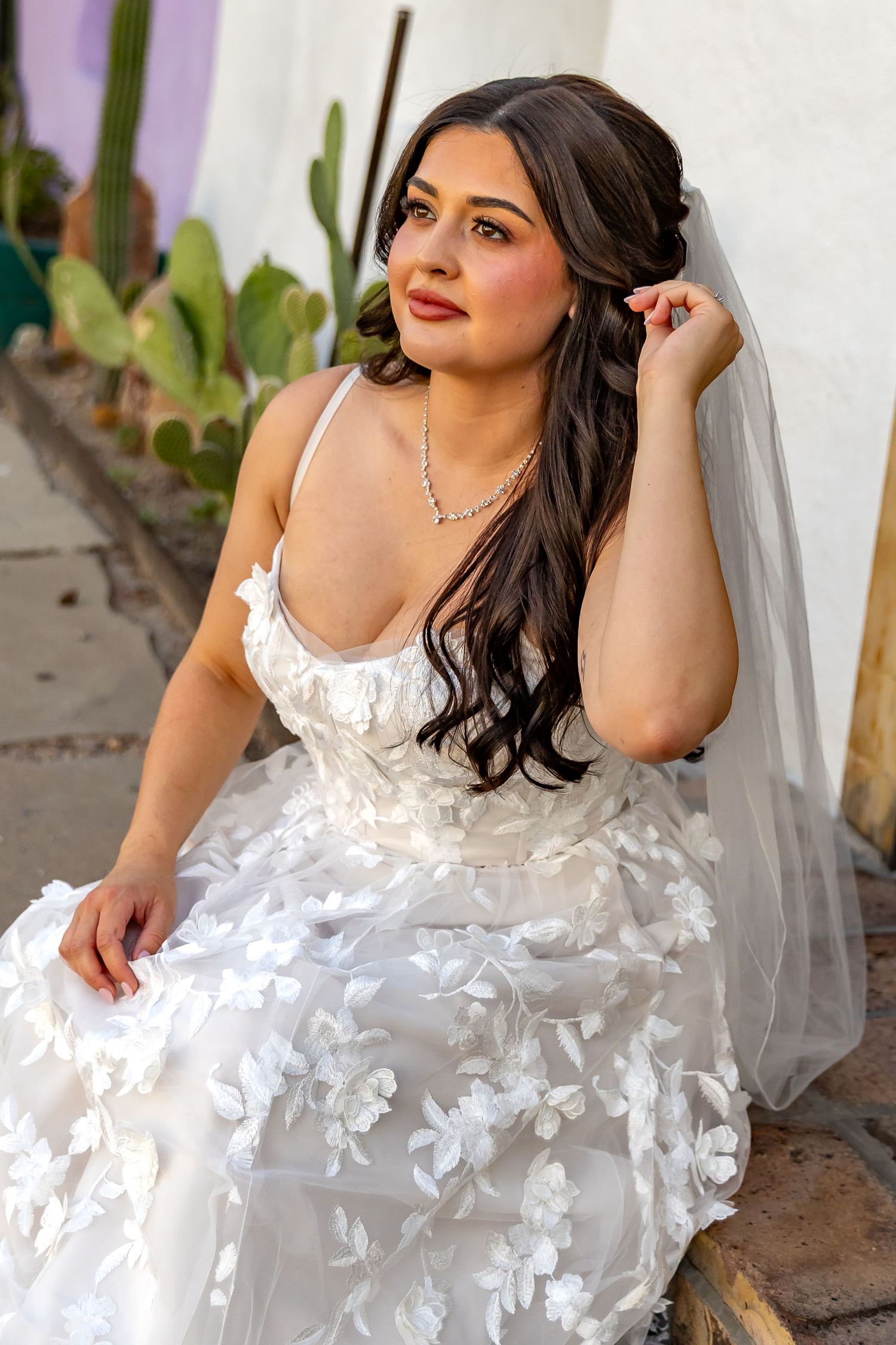Candid photo of Bride in Tuscon Barrio Viejo