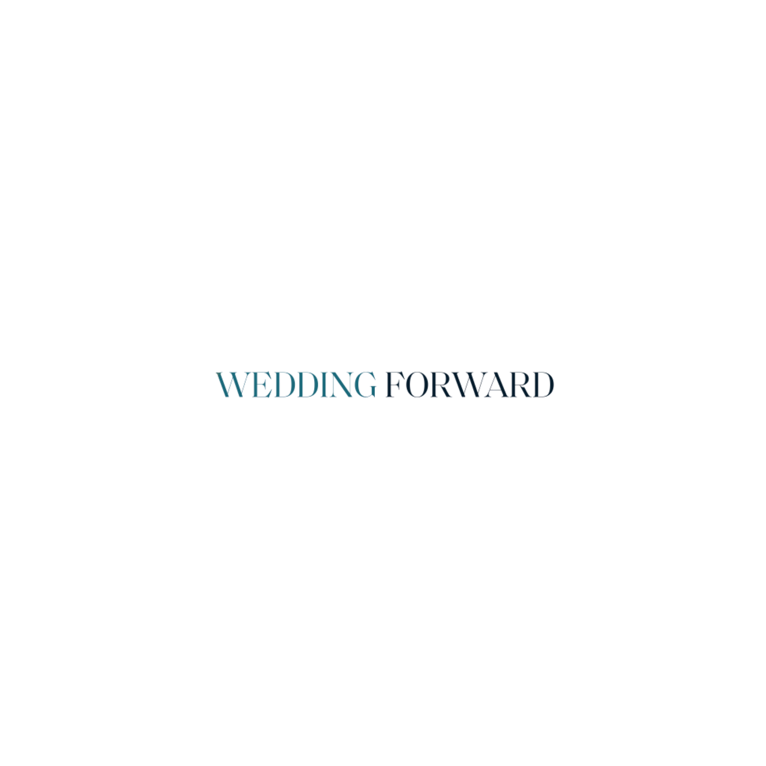 Wedding Forward logo displayed in elegant teal and dark typography on a clean white background.