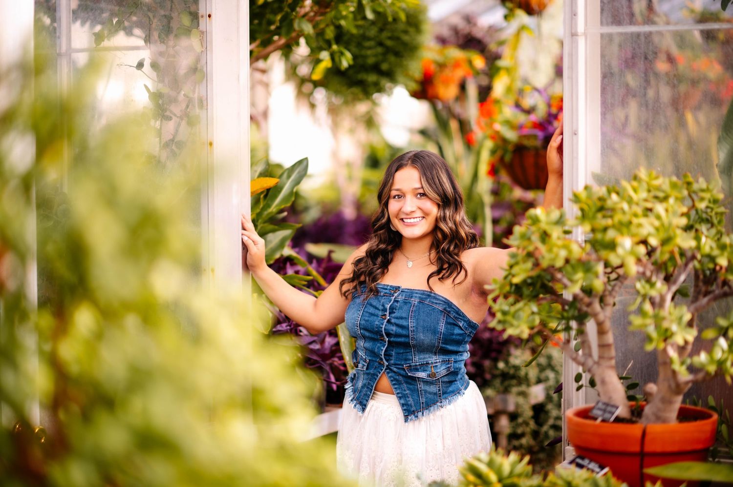 Garden scene with blurred greenery and natural lighting.
