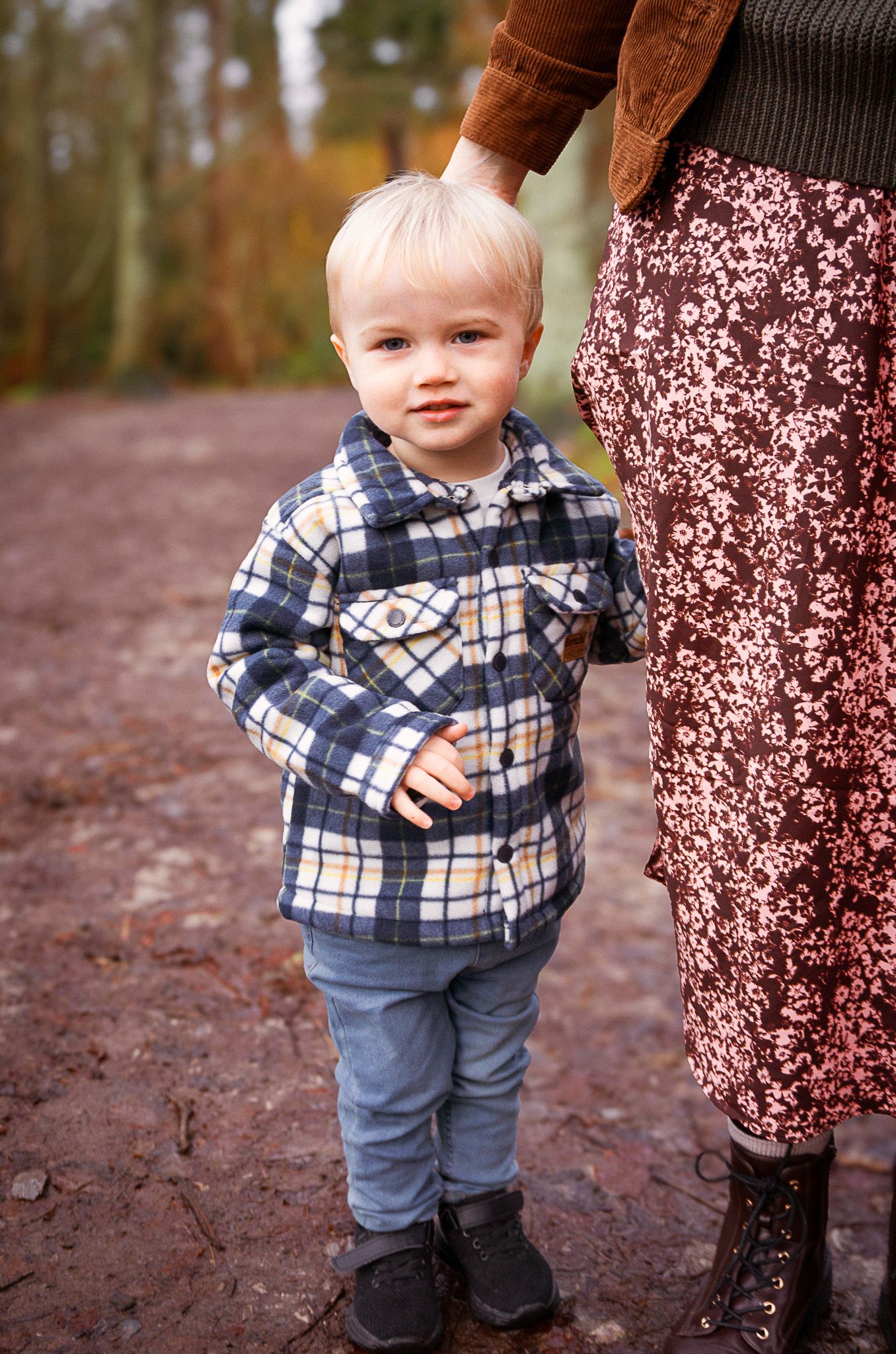 happy boy during their family woodland photo session