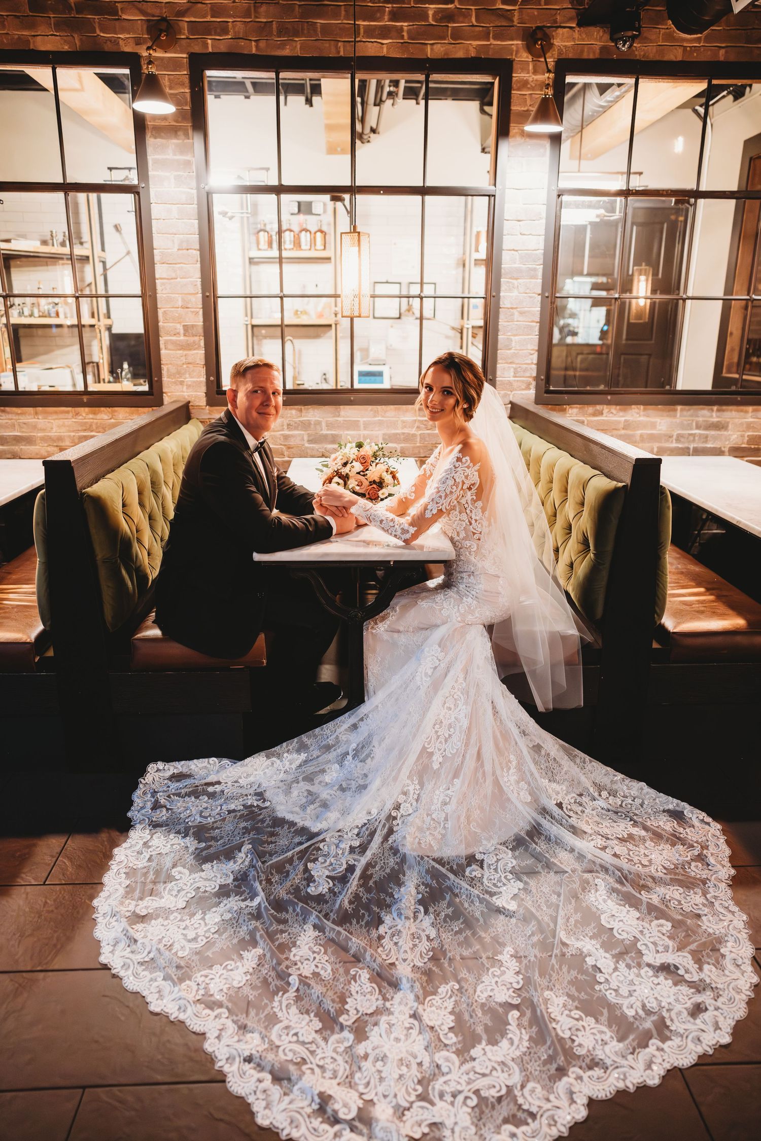 Bride and groom portraits at Urban Stillhouse wedding venue in St Petersburg