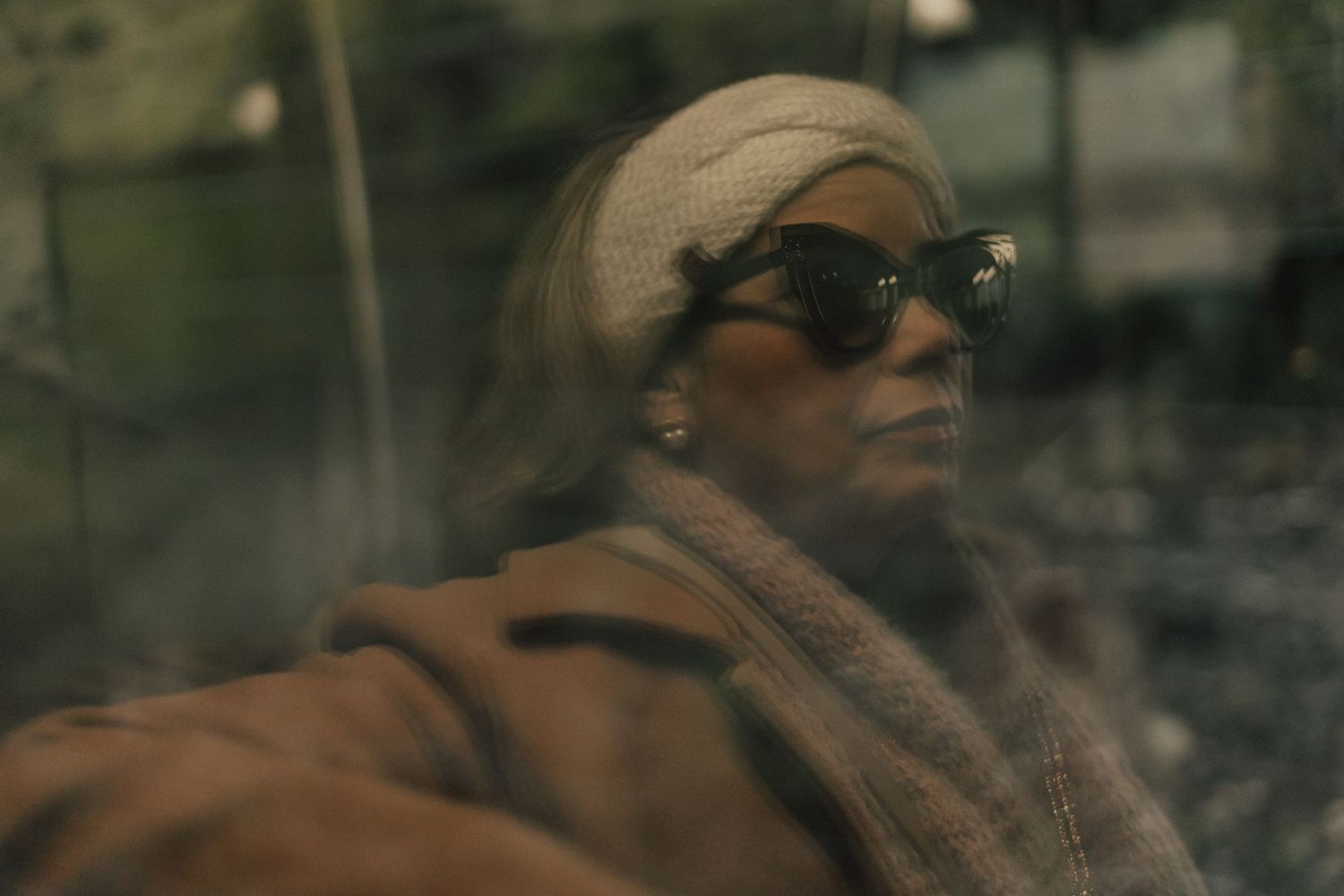 woman portrait session in the train