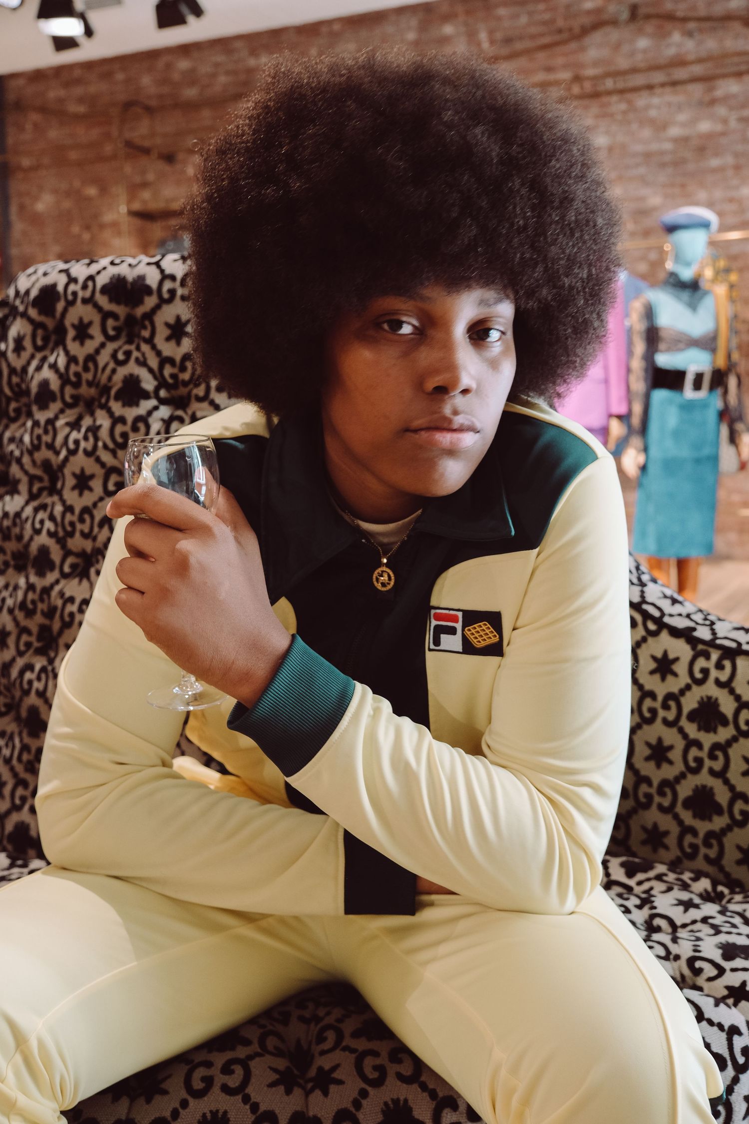 Iamwaffle photographed in NYC at the Gucci event during Fashion Week