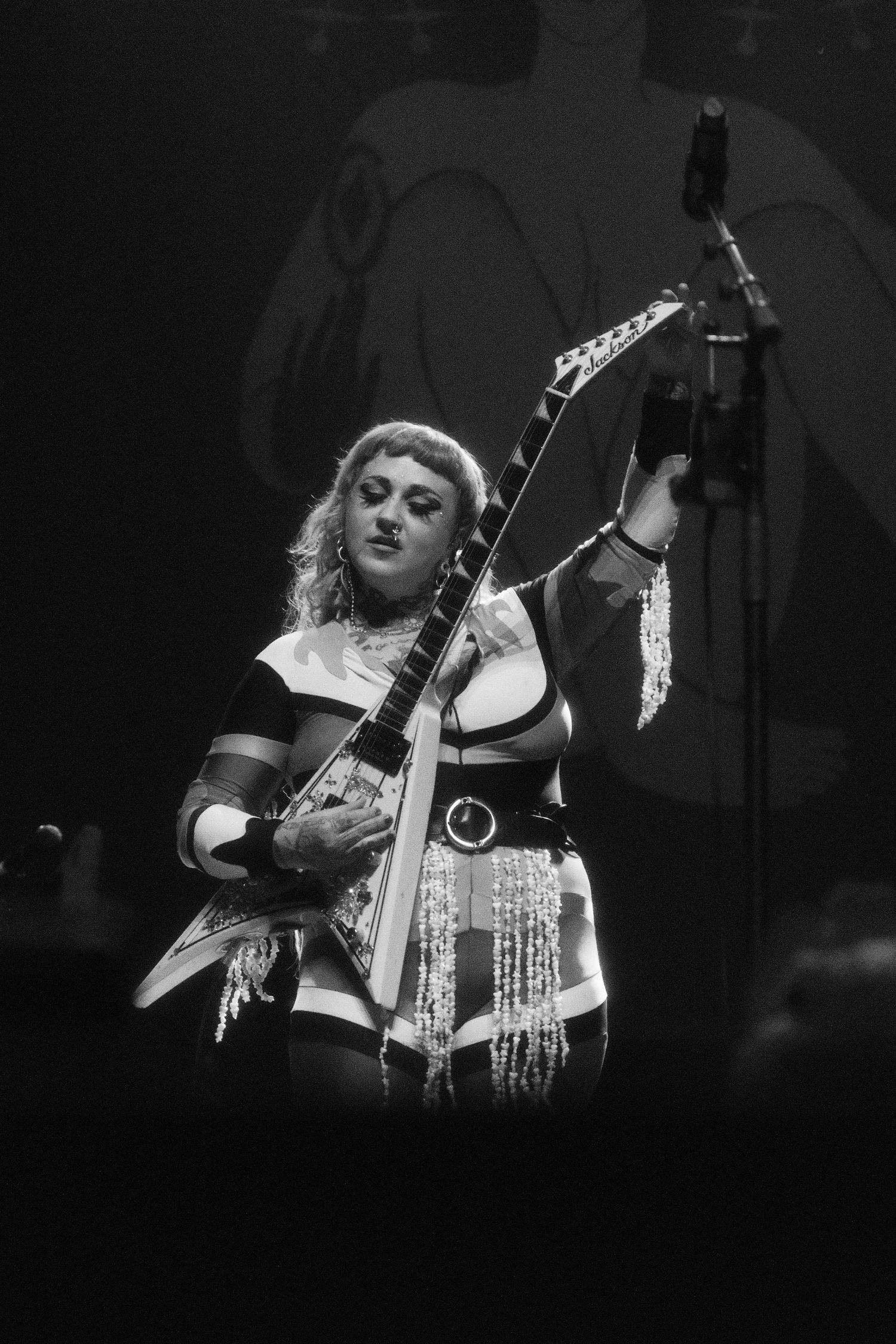 Hiatus Kaiyote photographed at the Fox Theater in Oakland, CA by Kayla de Guzman / Black and white edit