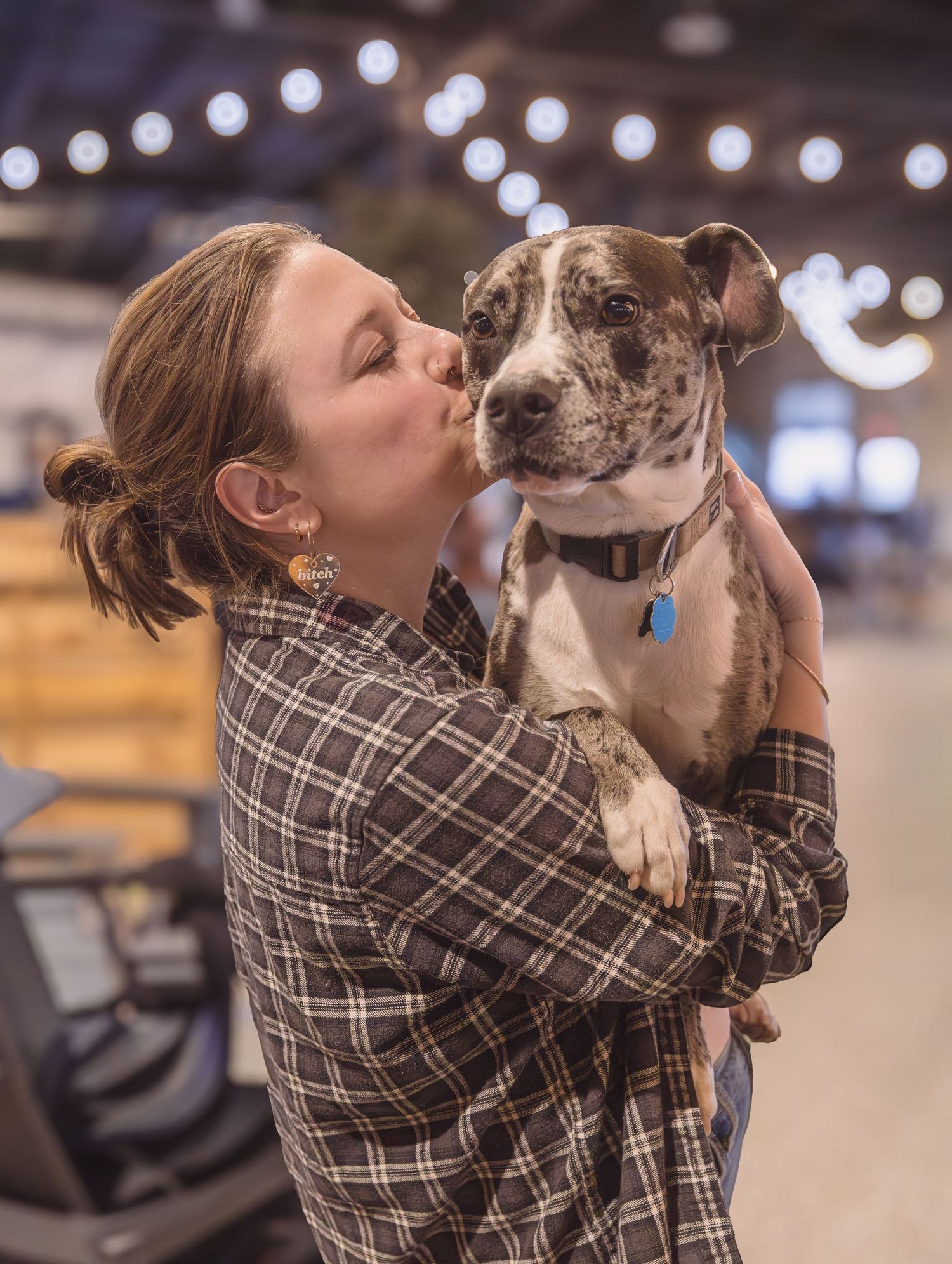 Pittbull dog with his mom