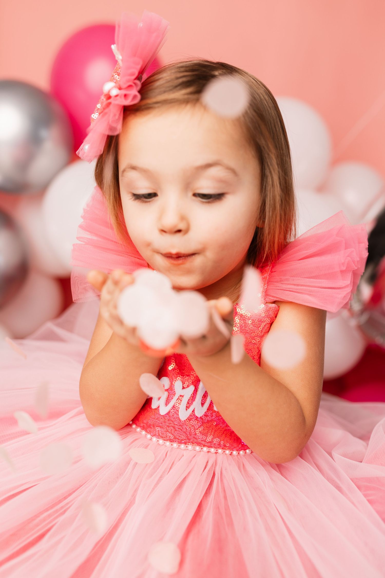 Themed 3rd birthday photoshoot. Barbie photoshoot.