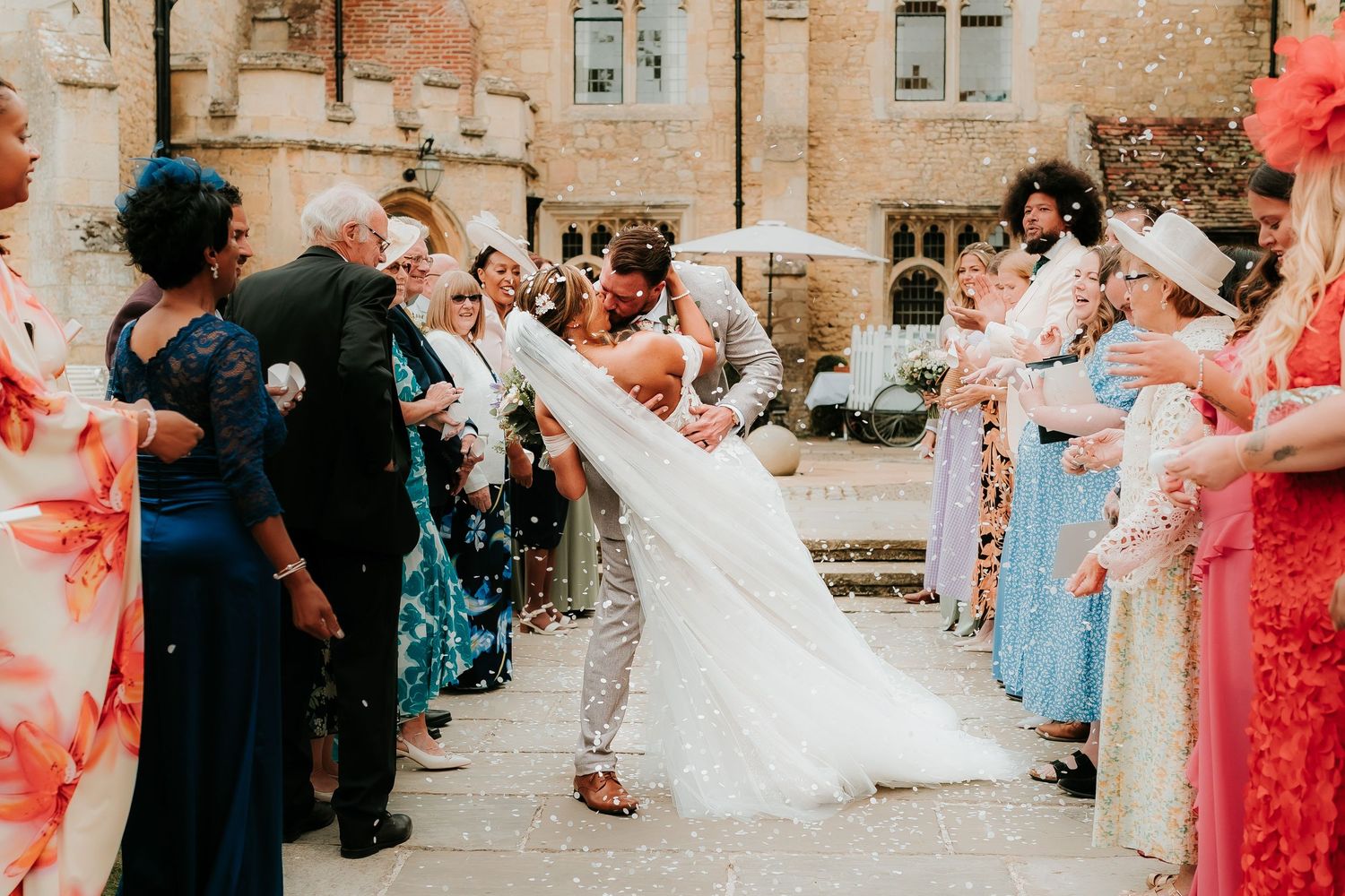 A beautiful confetti moment at Notley Abbey.