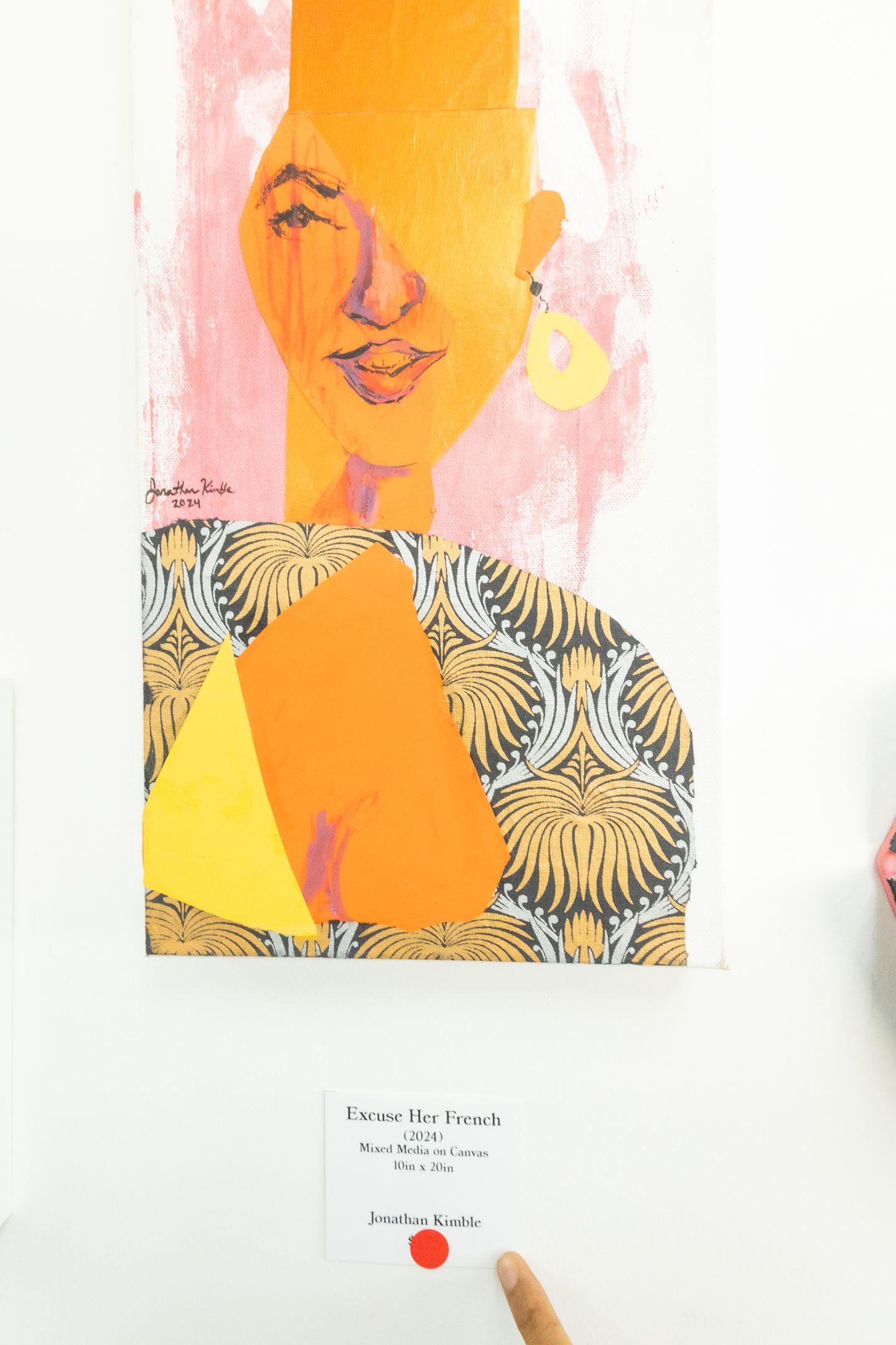 Mixed media portrait painting titled Excuse Her French by Jonathan Knable.