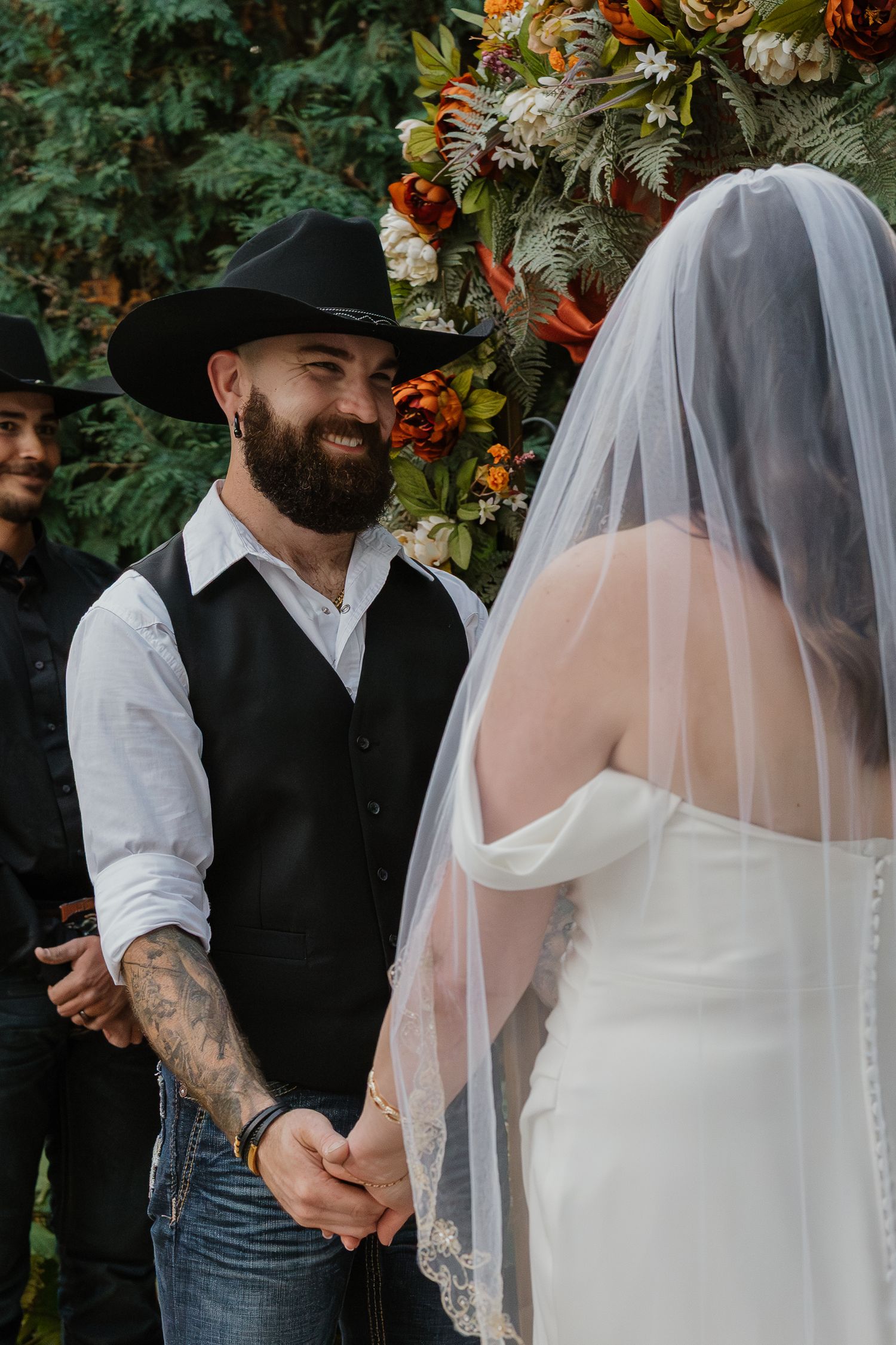 Bride and groom during wedding ceremony in Rochester Minnesota