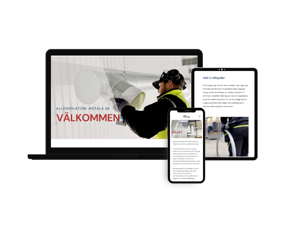 Allventilation Motalas hemsida designad av Petra Leandersson