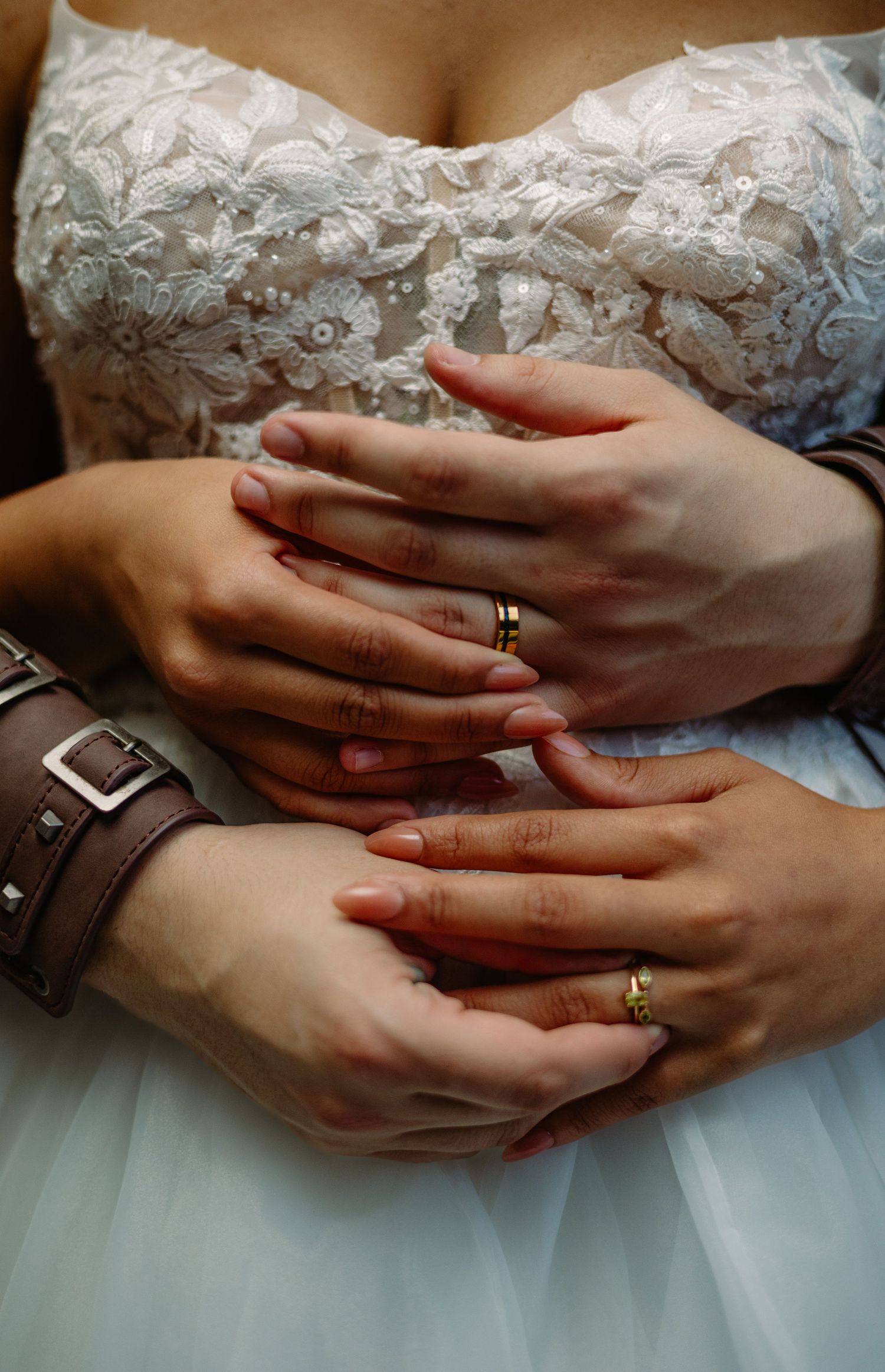 Lehigh Valley Pennsylvania wedding bride and groom detail photos hands interlocked with rings creamy glowy warm