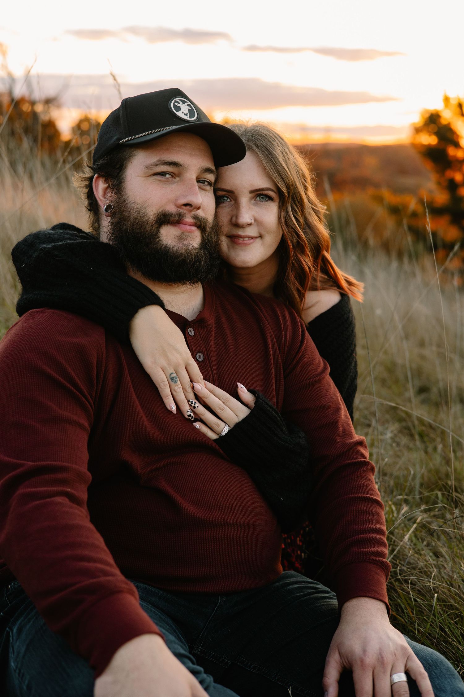Lehigh Valley Pennsylvania couples photos at Trexler Park PA, Candid sweet fall photos, golden hour couples photography, sitting, moody, war