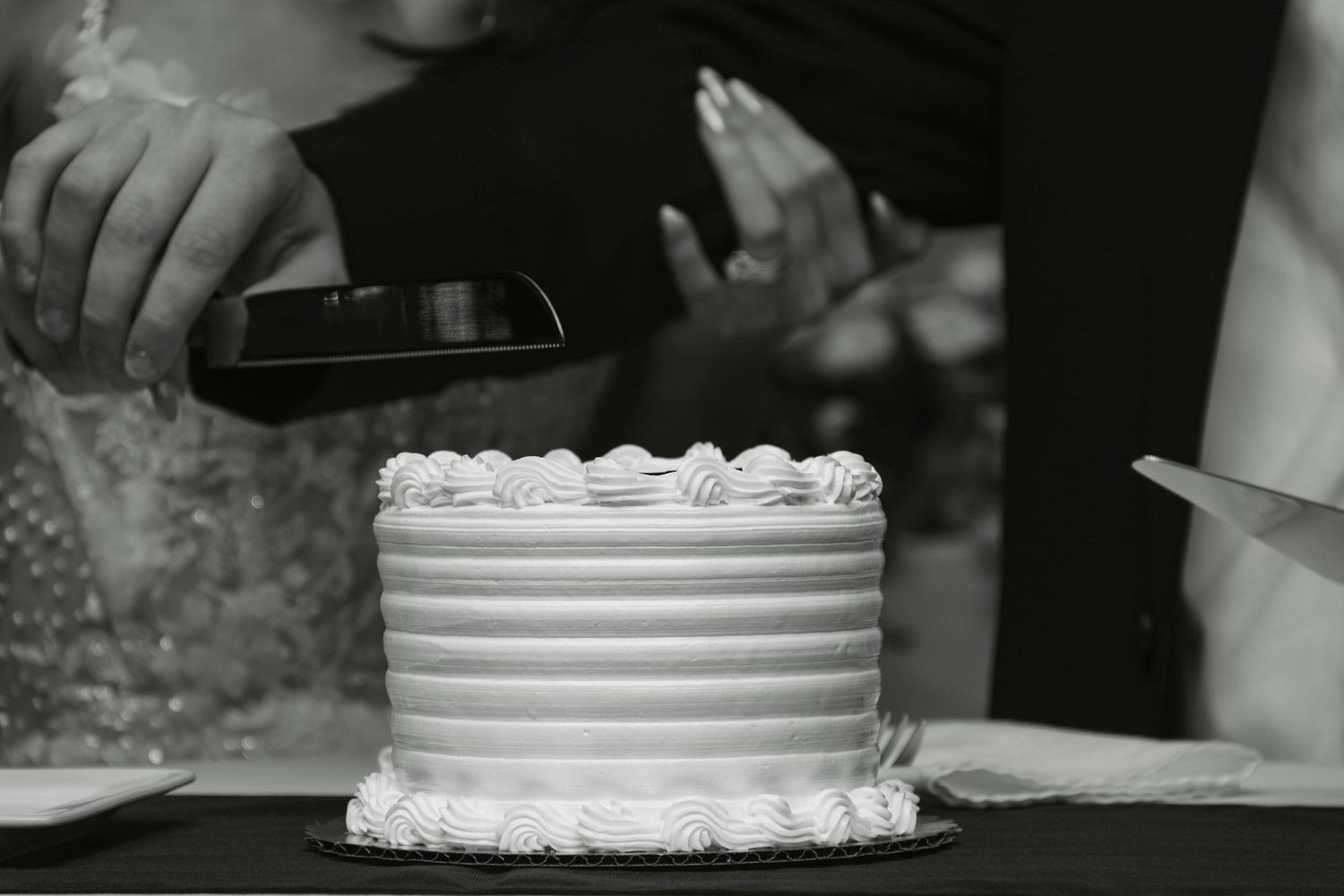 Black and white romantic wedding reception cake cutting photos lehigh valley pennsylvania