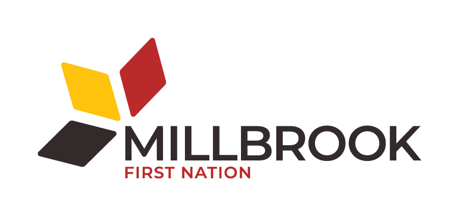 Row of corporate logos including First Nation and Millbrook Media.