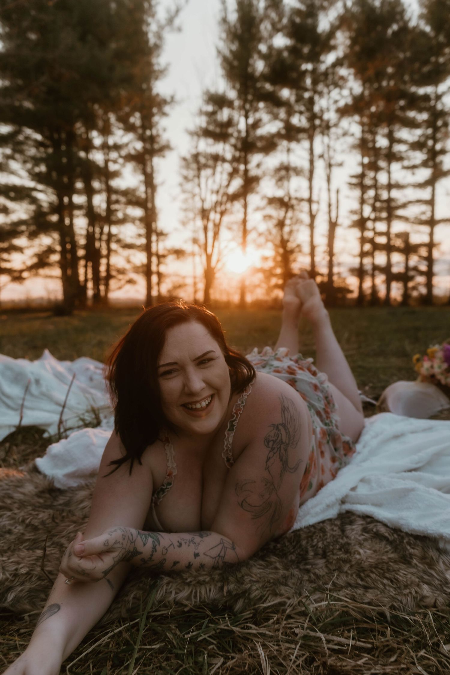 woman boudoir during sunset