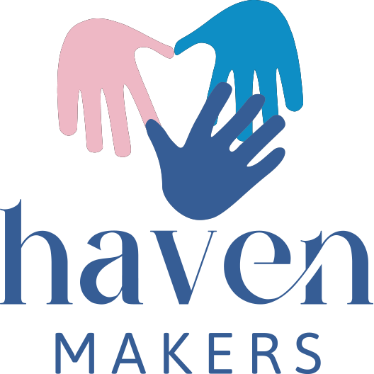 Blue and pink logo design showing overlapping hand silhouettes with text 'MAKERS' underneath.
