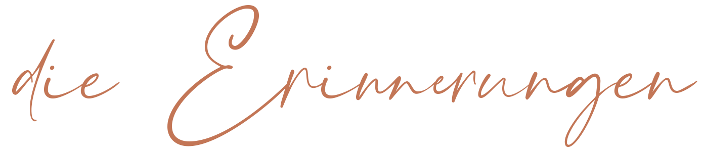 Elegant handwritten text 'die Erinnerungen' in coral pink script.