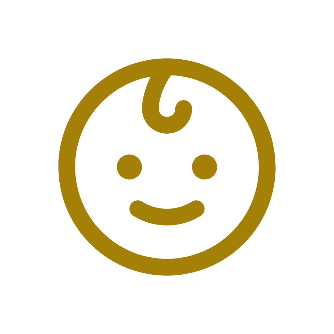 Line of golden simplified face icons showing various expressions.