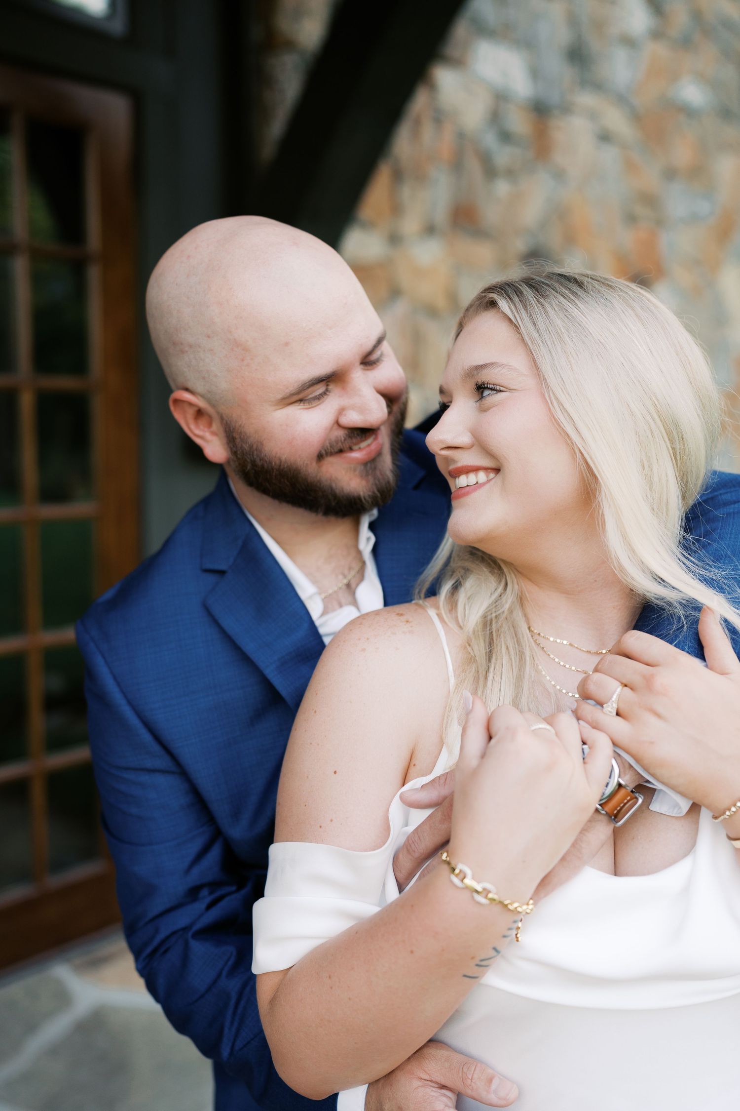 Romantic couple sharing intimate moments in a series of close-up portraits.