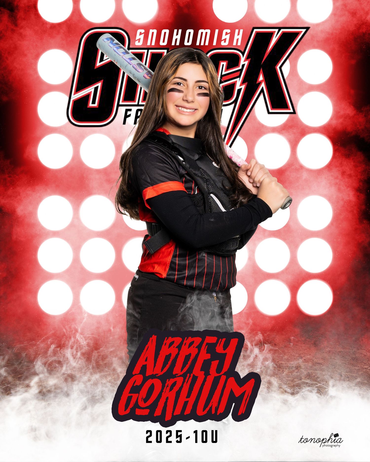 Dynamic sports portrait series with red spotlights and smoke effects.