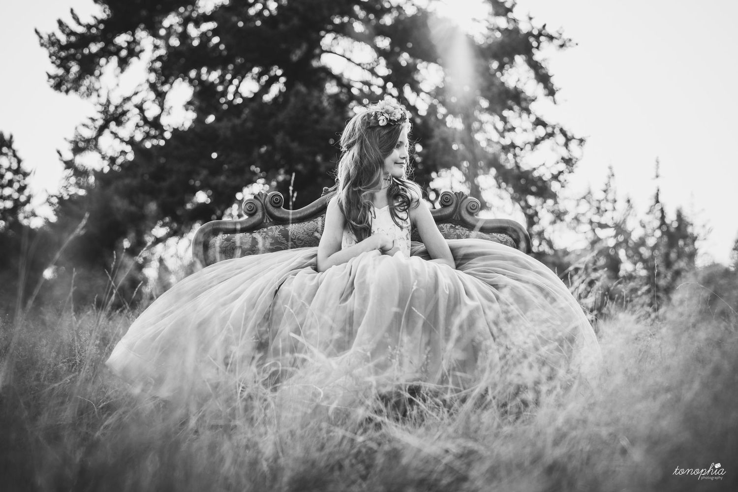 An artistic black and white photo series captured in a serene outdoor setting.
