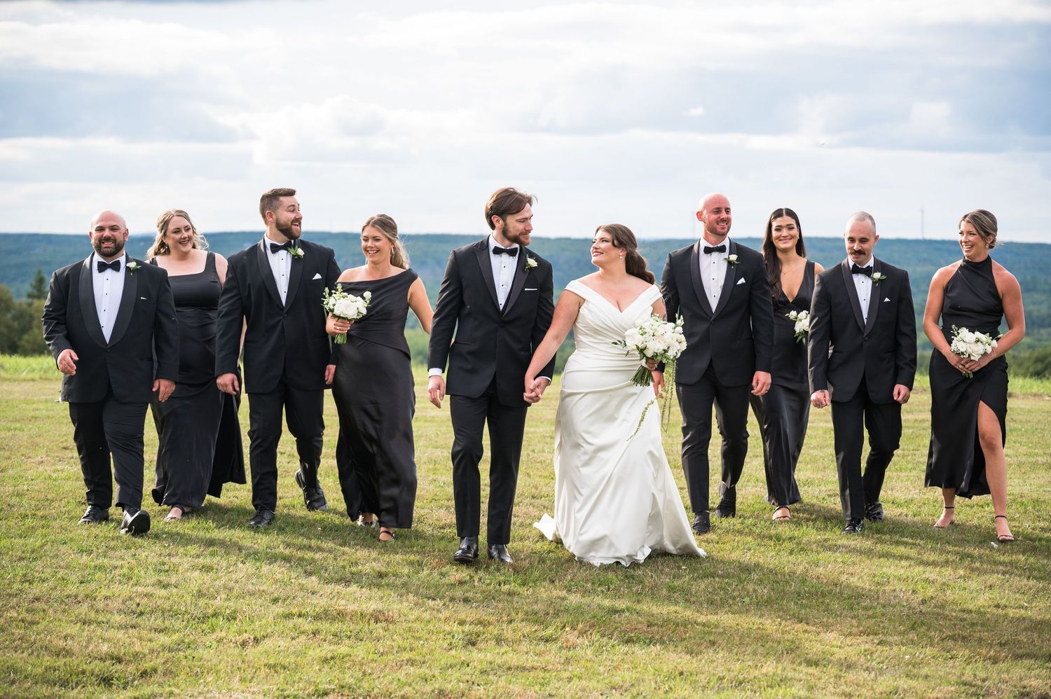 wedding party walking