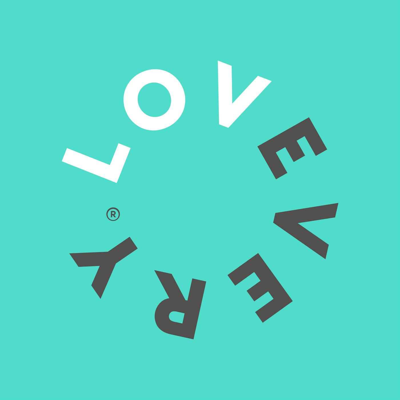 Abstract turquoise background with scattered black letters and typography elements.