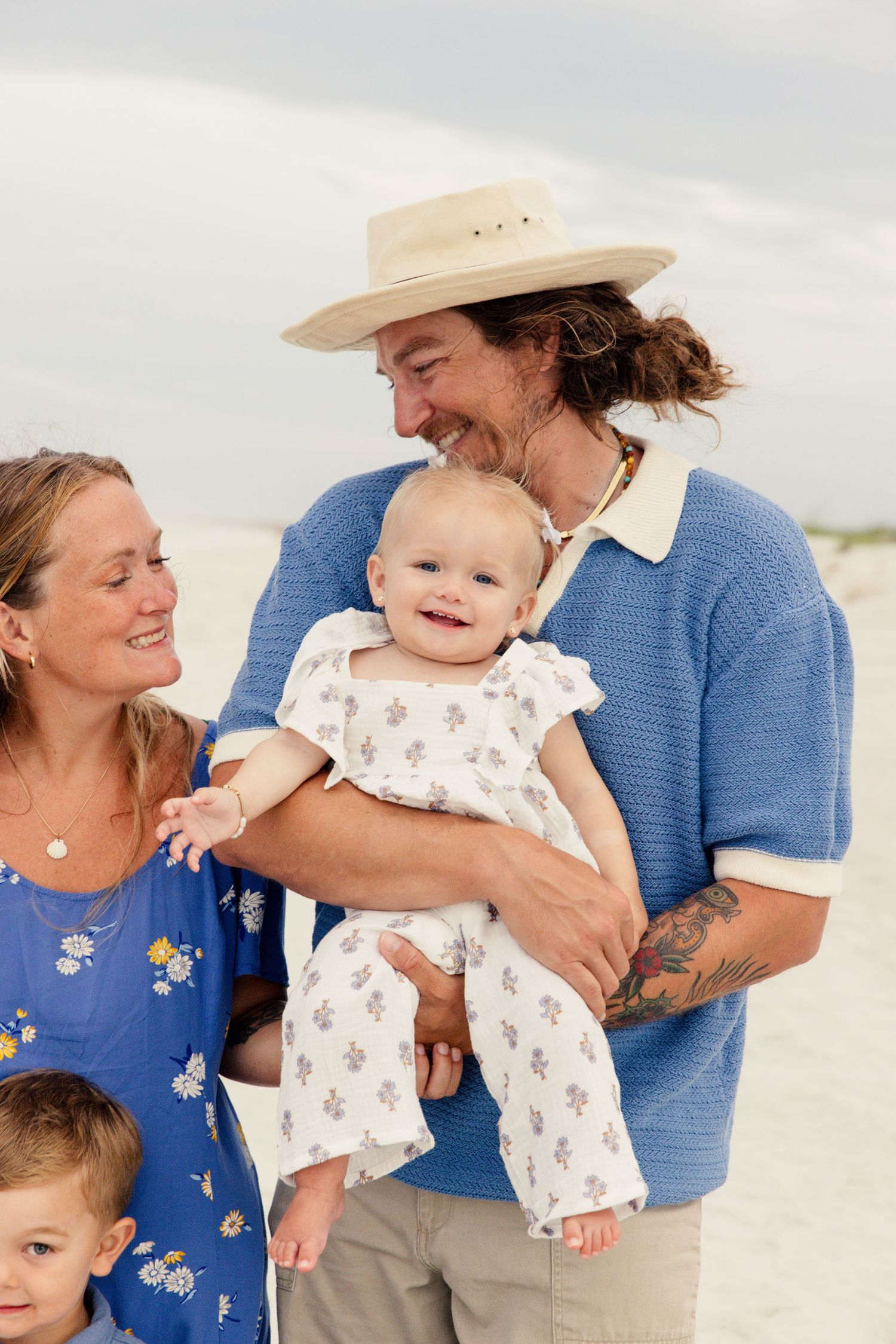 Family portrait on the beach