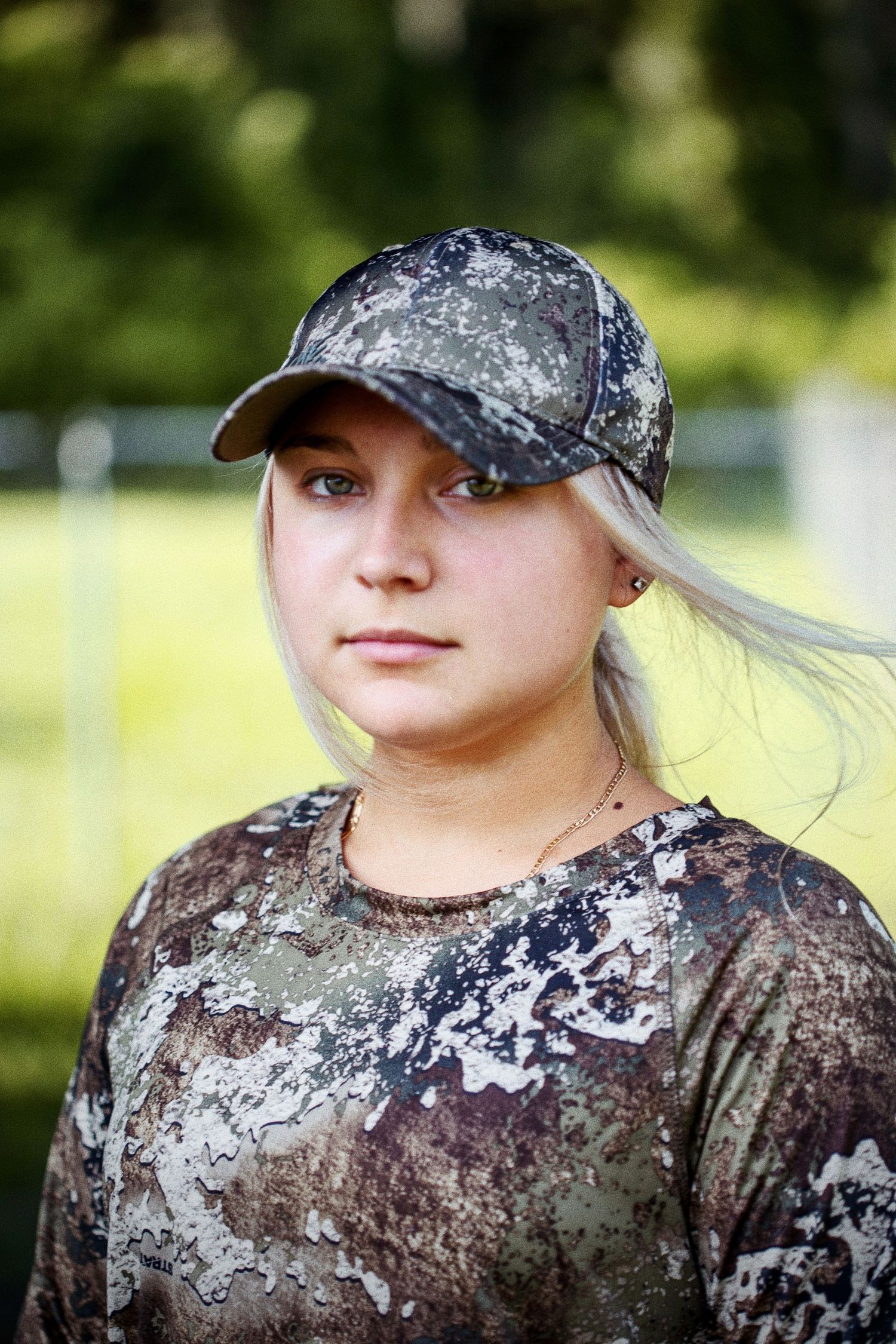 Portrait of a woman in camo
