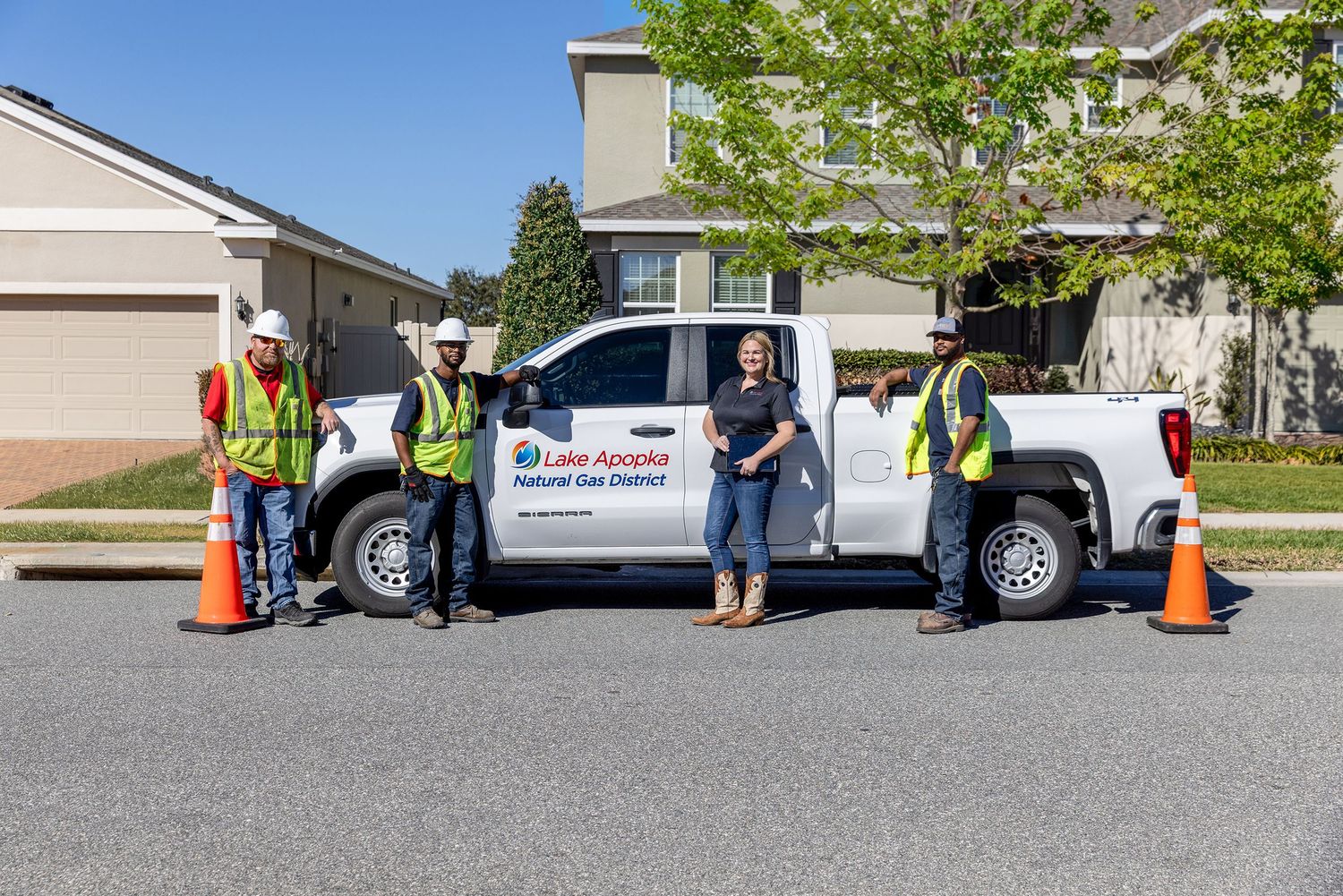 Natural gas workers at a home