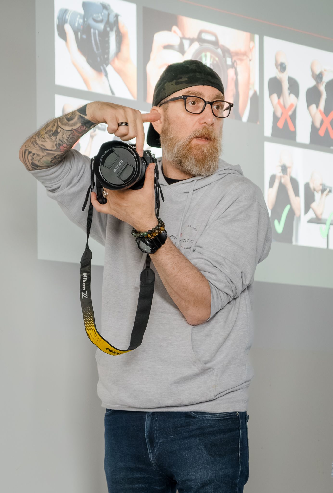 Series of shots showing camera handling techniques and shooting positions. photography workshops in ontario