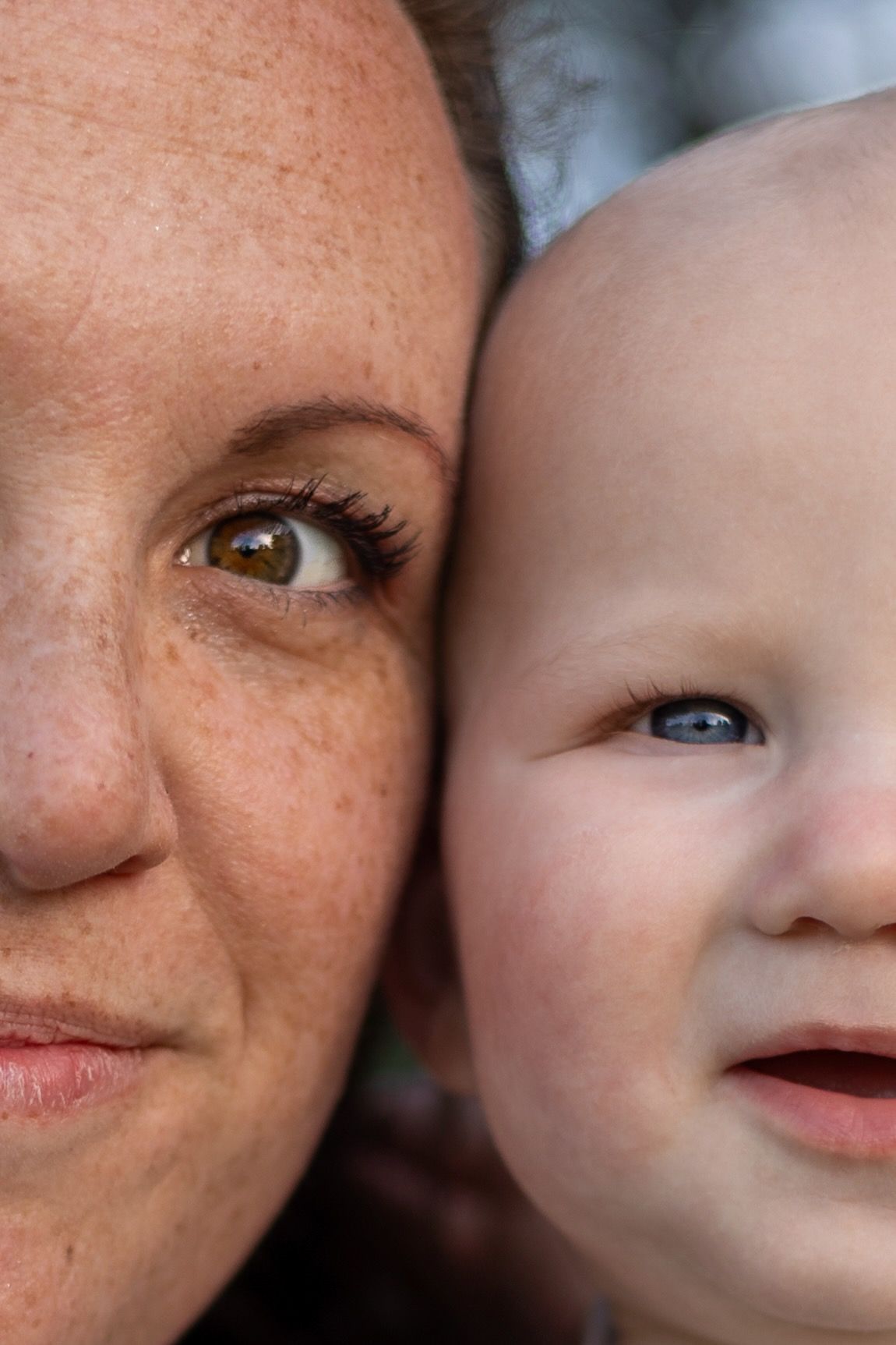 Close up portrait of Hilary and Lucca