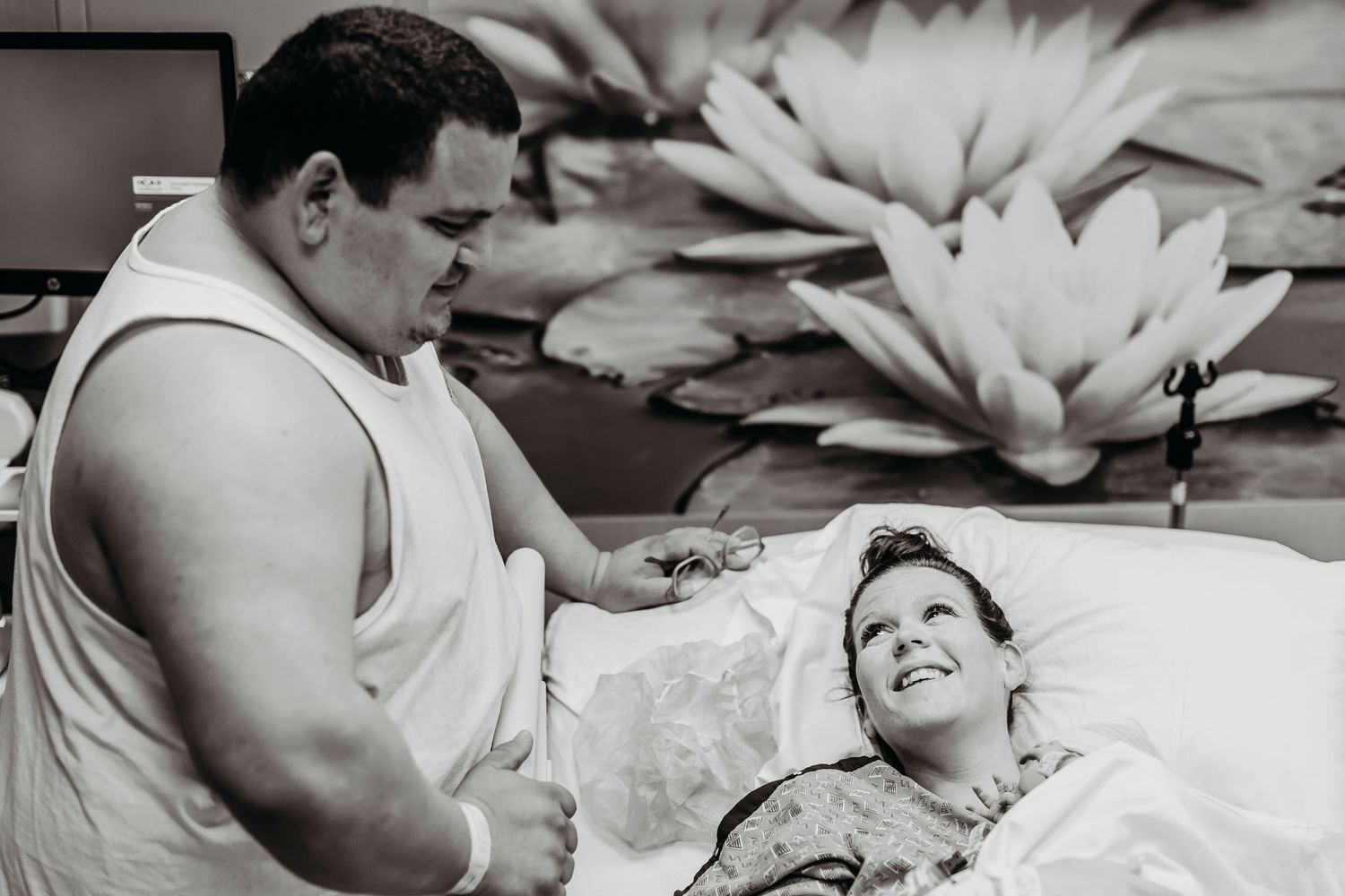 A touching hospital room interaction showing care and support.