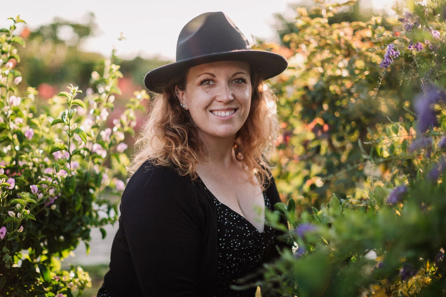 Hilary in a field of lavender in Orange County