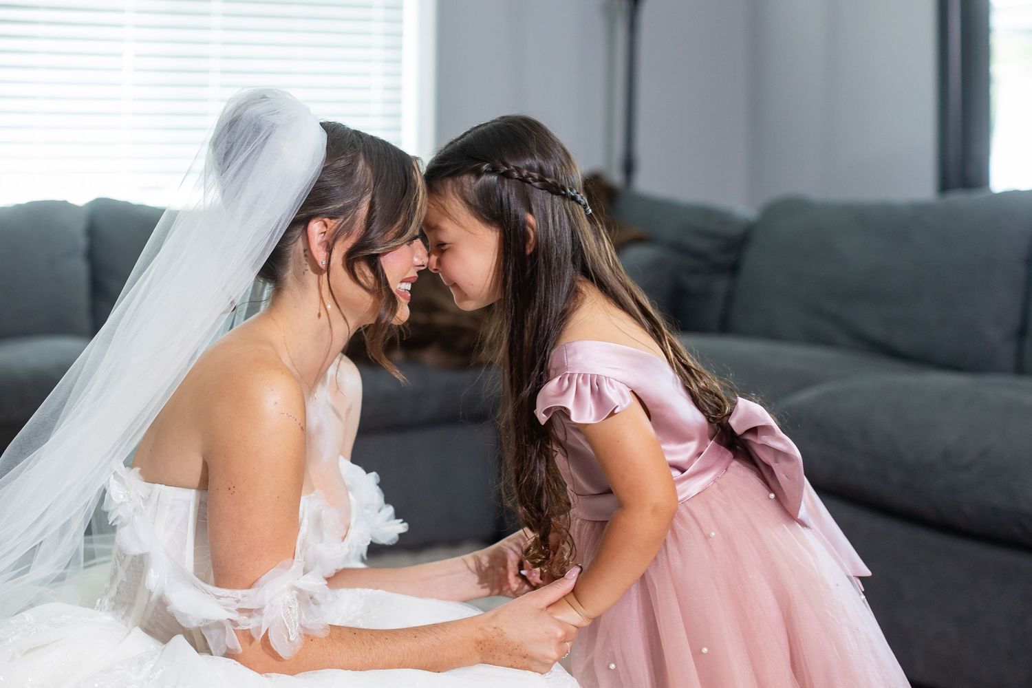 Mother-daughter moment before a wedding in Fullerton