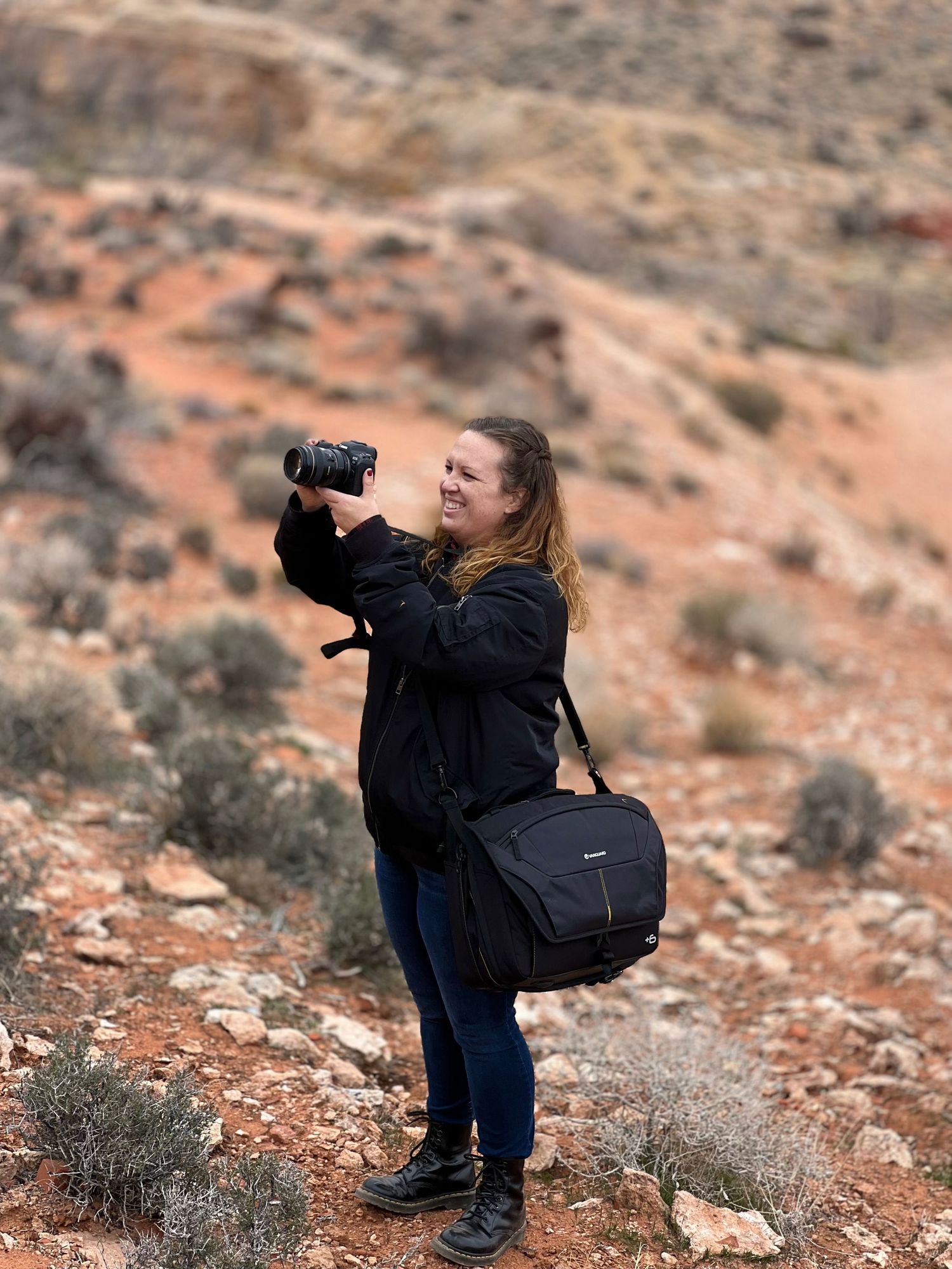 Hilary taking family photos at Red Rock State Park
