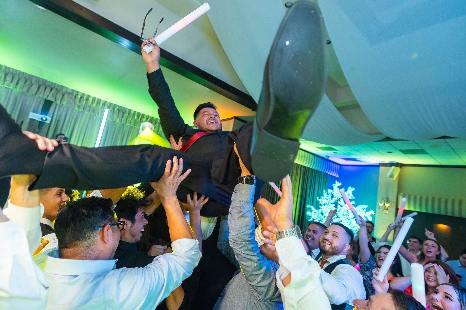 People dancing and having fun at a reception